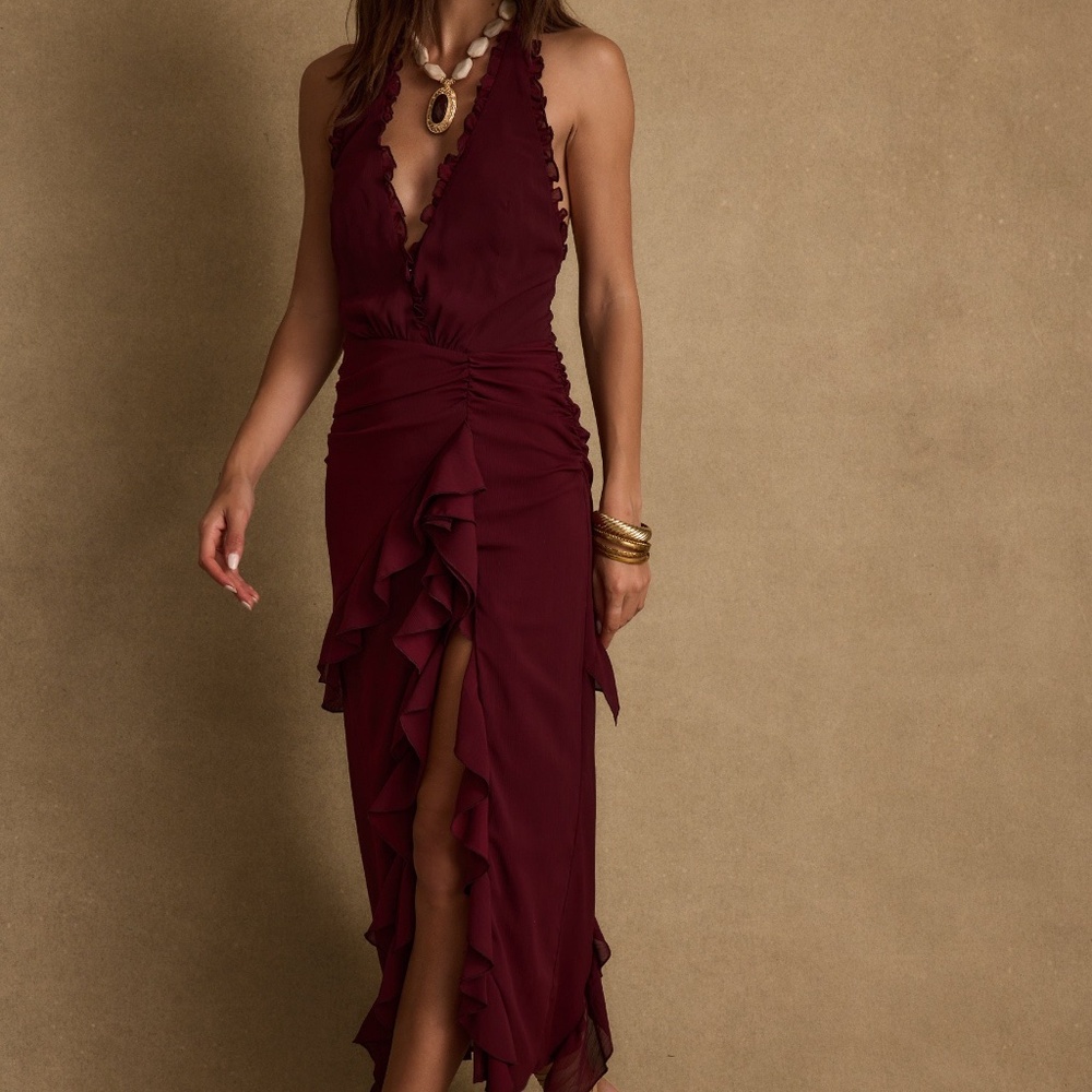 12th Tribe Aria Merlot Halter Maxi Dress Size M PRE-ORDER EARLY MAY 2026M